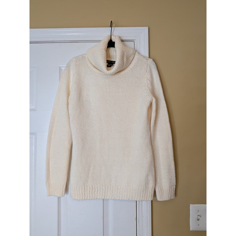 New York & Company Knit Turtleneck Sweater Size Small Cream Wool Minimalist Chic